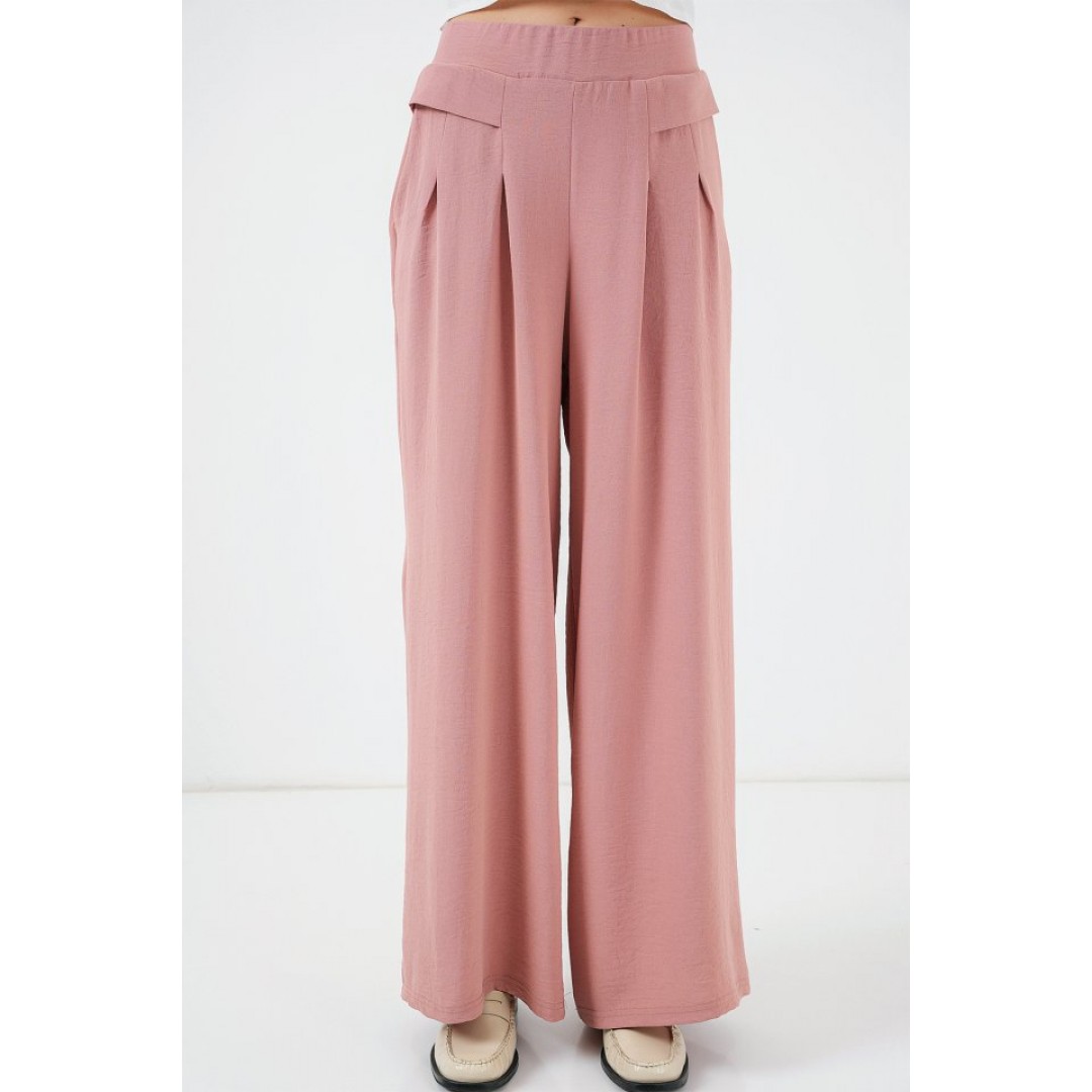 Geniş Paça Pileli Pantolon 6718 - Gül Kurusu 163097 Geniş Paça Pileli Pantolon 6718 - Gül Kurusu 163097