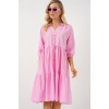 Düğmeli Kısa Kol Elbise 2559 - Pembe 163130 Düğmeli Kısa Kol Elbise 2559 - Pembe 163130