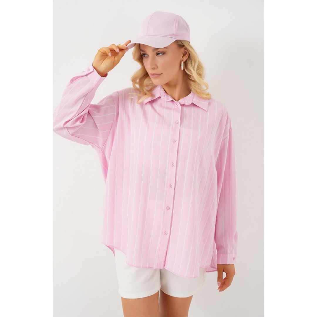 3900 Oversize Kareli Gömlek - Y.Pembe 163198 3900 Oversize Kareli Gömlek - Y.Pembe 163198