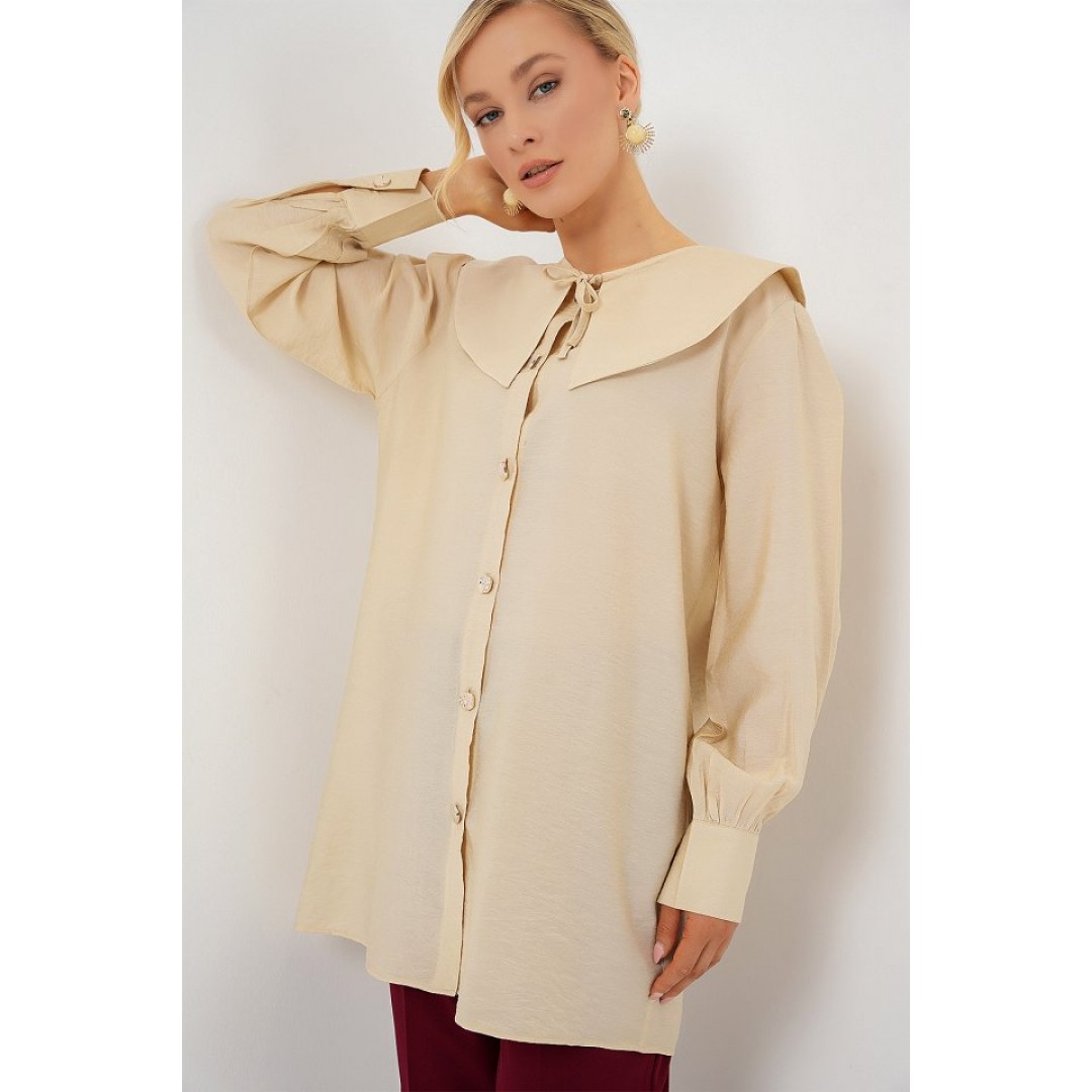 Bebe Yaka Uzun Tunik 5967 - Krem 163206 Bebe Yaka Uzun Tunik 5967 - Krem 163206