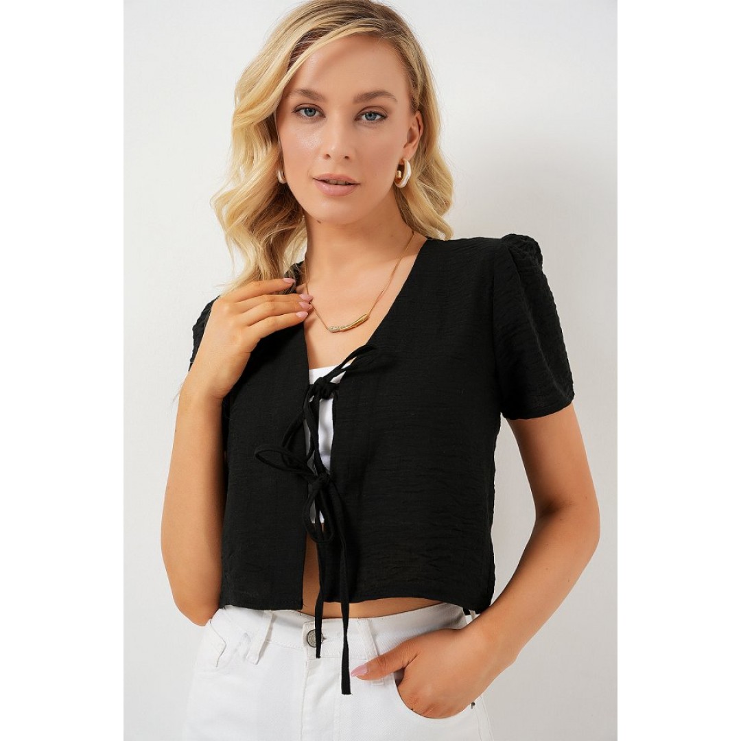 Kısa Kol Crop Bluz 958 - Siyah 163209 Kısa Kol Crop Bluz 958 - Siyah 163209