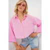 Çizgili Oversize Kısa Gömlek 20326 - Pembe 163214 Çizgili Oversize Kısa Gömlek 20326 - Pembe 163214