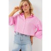 Çizgili Oversize Kısa Gömlek 20326 - Pembe 163214 Çizgili Oversize Kısa Gömlek 20326 - Pembe 163214