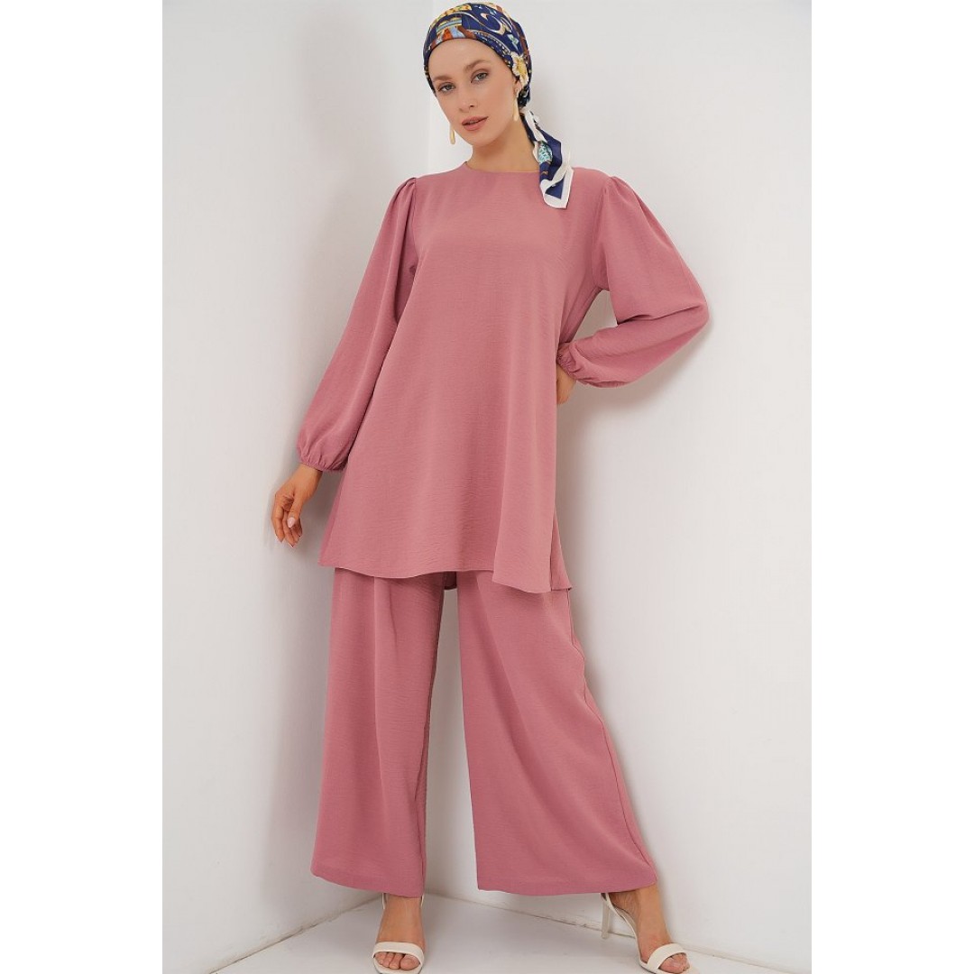 Ayrobin Tunik Pantolon Alt Üst Takım 6712 - Pembe 163579