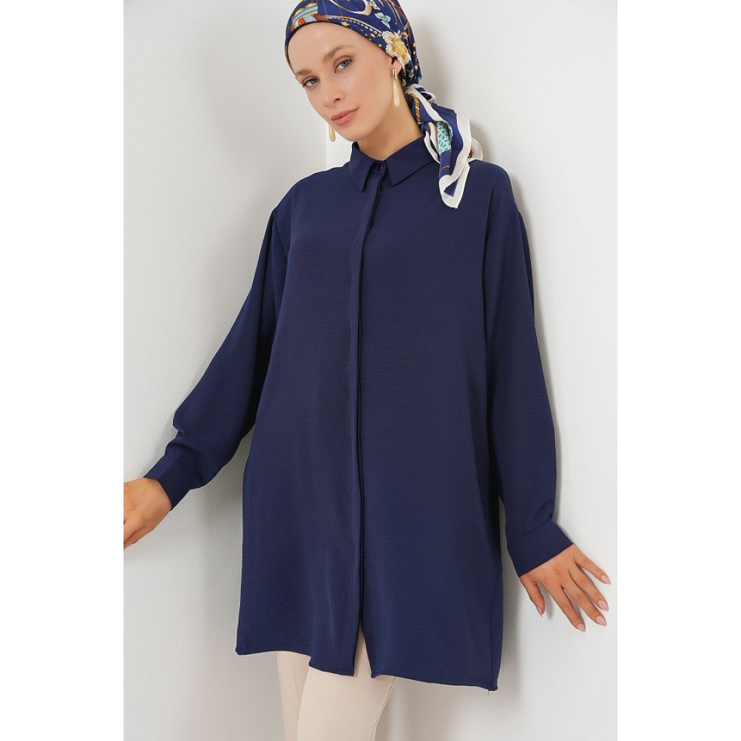 Uzun Gömlek Tunik 5945 - Lacivert 163581 Uzun Gömlek Tunik 5945 - Lacivert 163581
