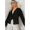 Önü Bağcıklı Bluz 952 - Siyah 163607 Önü Bağcıklı Bluz 952 - Siyah 163607