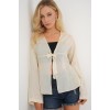 Önü Bağcıklı Bluz 952 - Krem 163609 Önü Bağcıklı Bluz 952 - Krem 163609