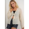 Önü Bağcıklı Bluz 952 - Krem 163609 Önü Bağcıklı Bluz 952 - Krem 163609