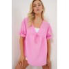 Önü Bağcıklı Kısa Kol Bluz 962 - Pembe 163695 Önü Bağcıklı Kısa Kol Bluz 962 - Pembe 163695