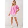 Önü Bağcıklı Kısa Kol Bluz 962 - Pembe 163695 Önü Bağcıklı Kısa Kol Bluz 962 - Pembe 163695