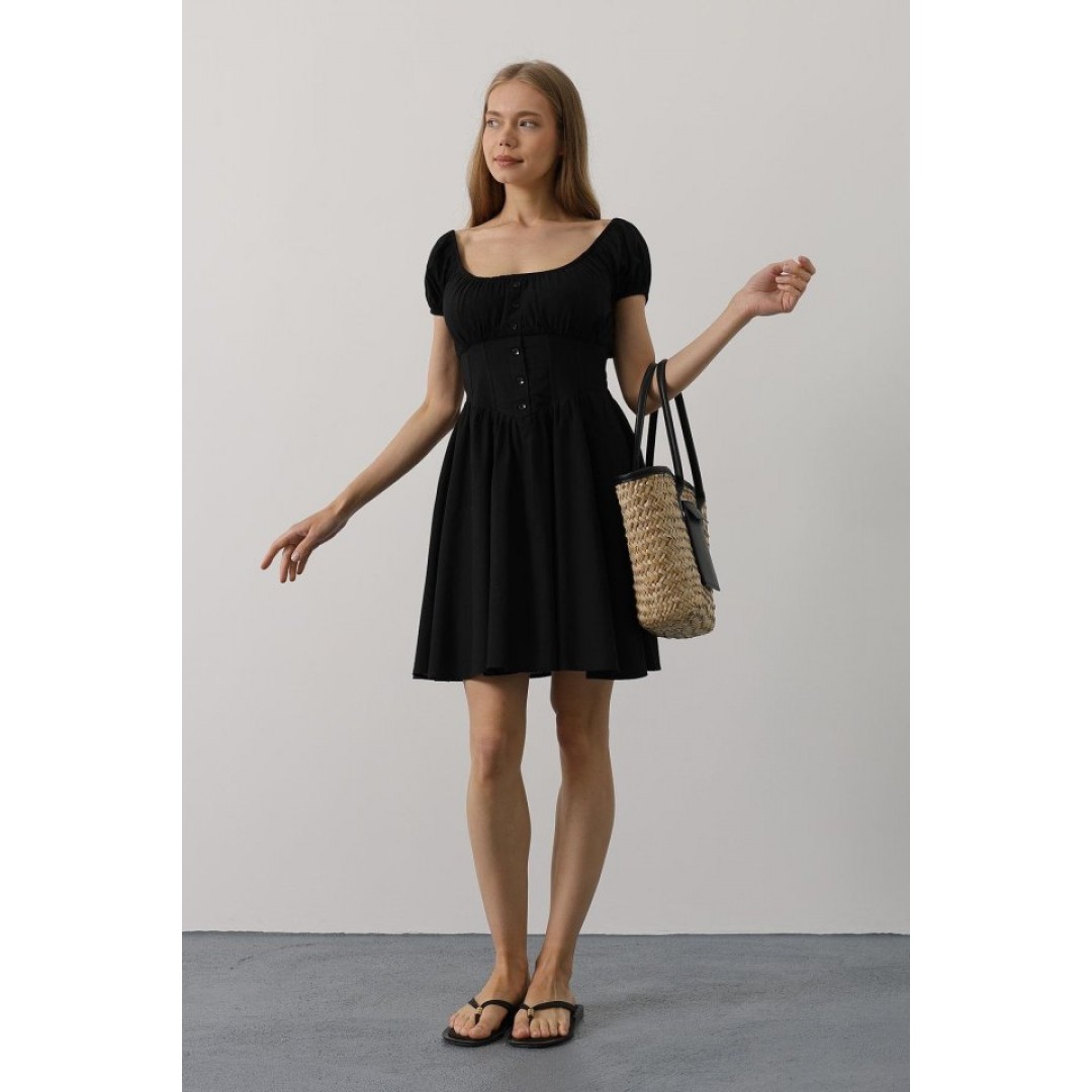 Beli Korseli Mini Elbise - Siyah - 162836 Beli Korseli Mini Elbise - Siyah - 162836