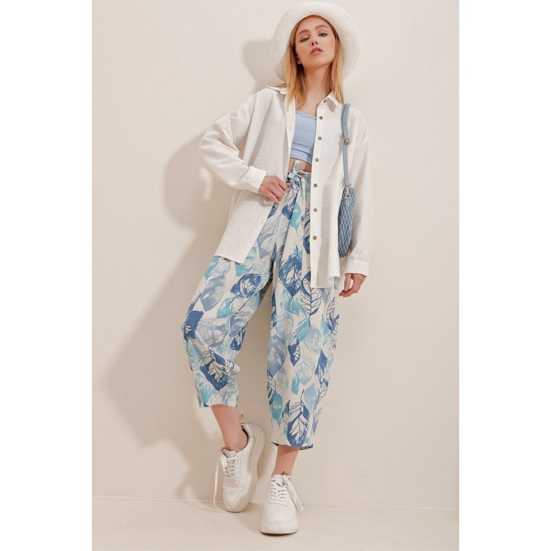 Kadın Keten Kumaş Oversize Gömlek - 159581 Kadın Keten Kumaş Oversize Gömlek - 159581
