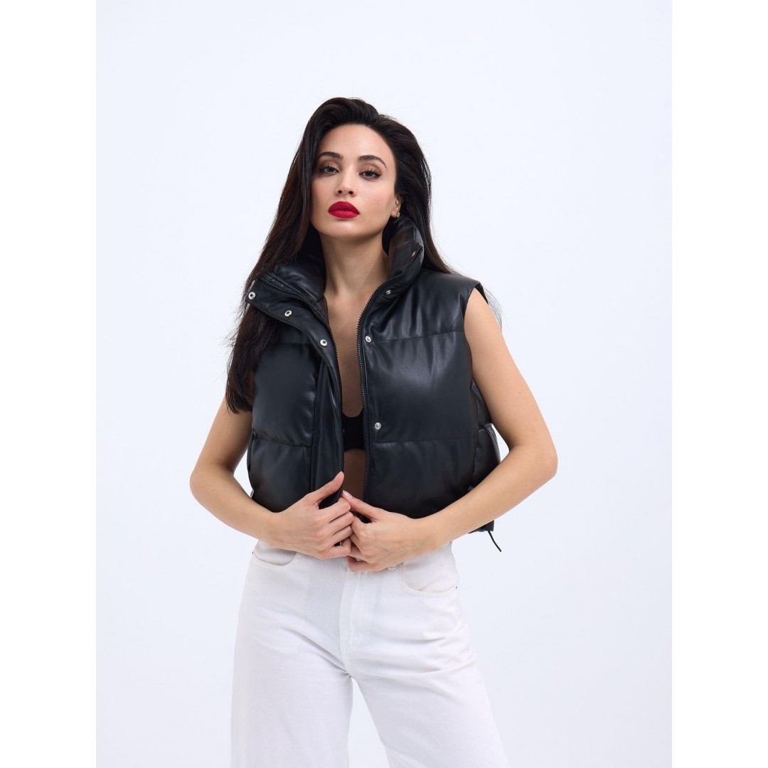 7240 DERİ YELEK-SİYAH 144224