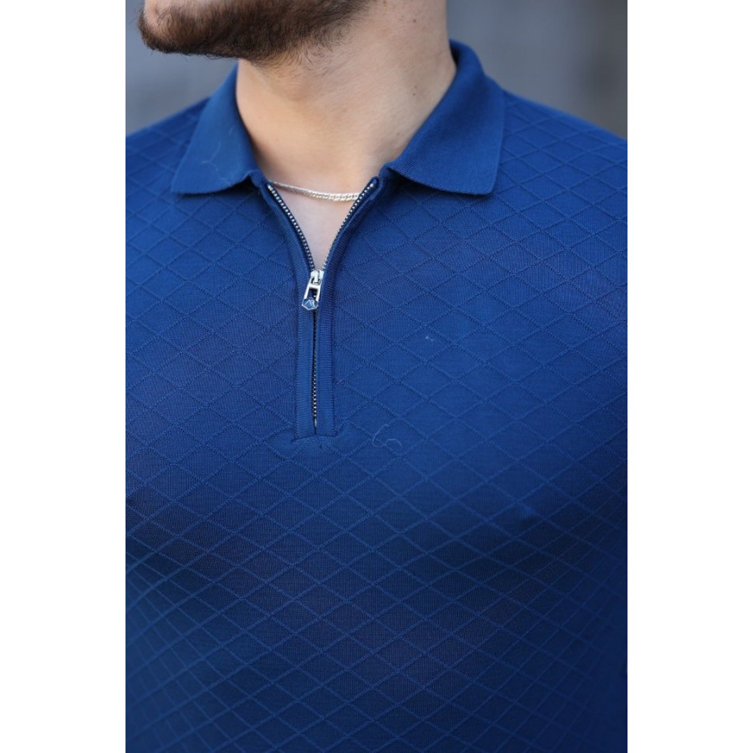 Erkek Viskon Kumaş Polo Yaka Desenli Tişört 154507