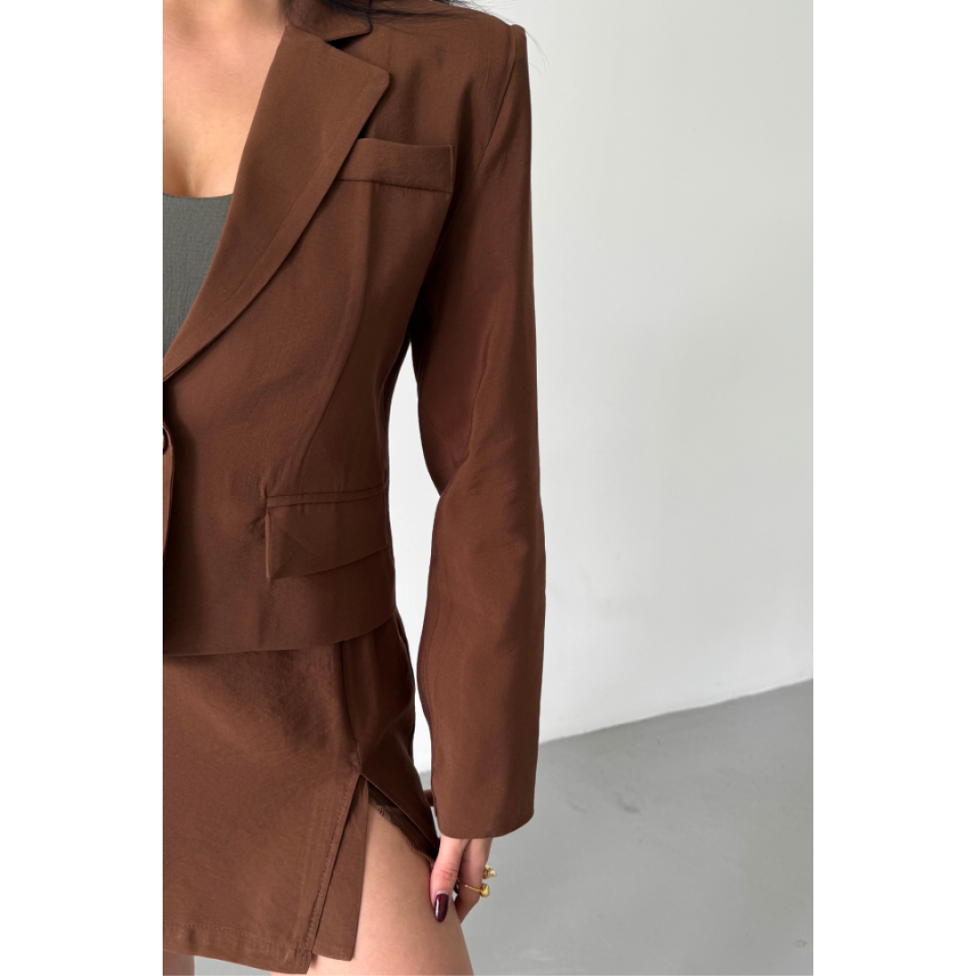 CROP CEKET - KISA ETEK TAKIM - Kahverengi 158243