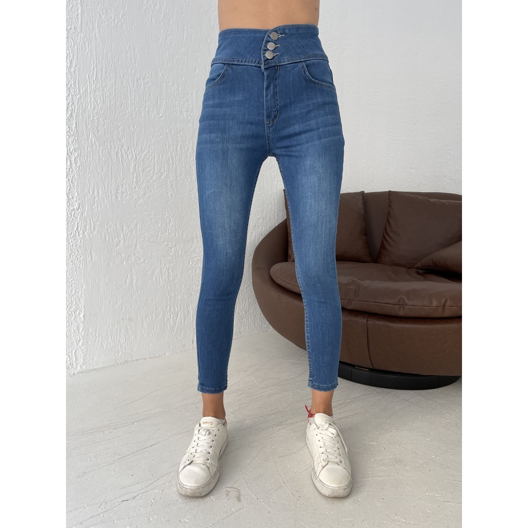Yüksek Bel Likralı Jean Pantolon 90 Cm 47252