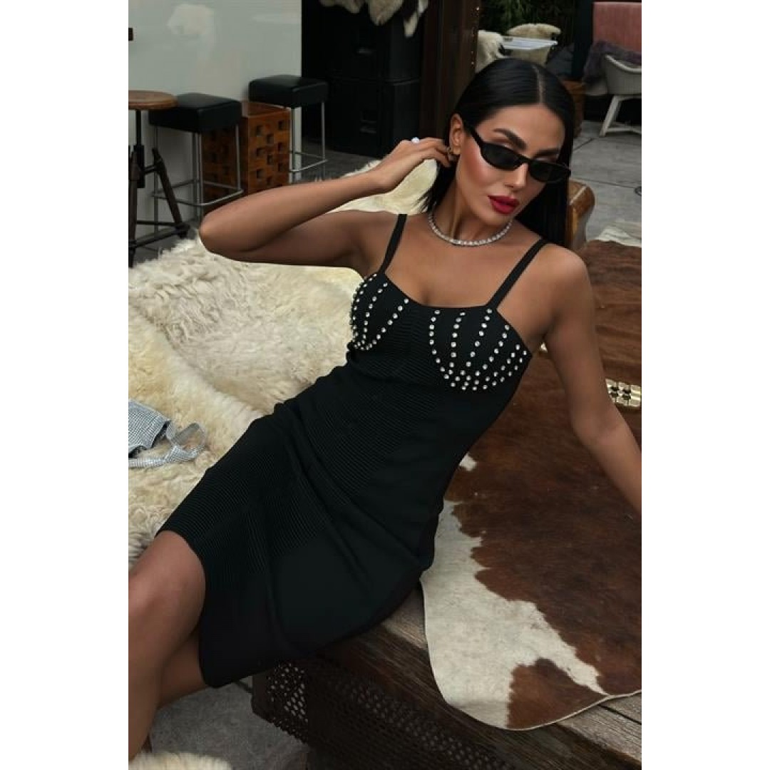Belina Taş Detaylıı Mini Elbise 2804 155072