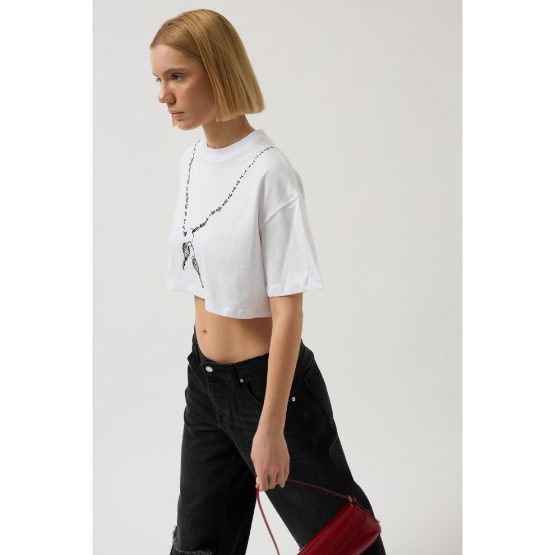 Baskılı Crop T-Shirt 149385 Baskılı Crop T-Shirt 149385