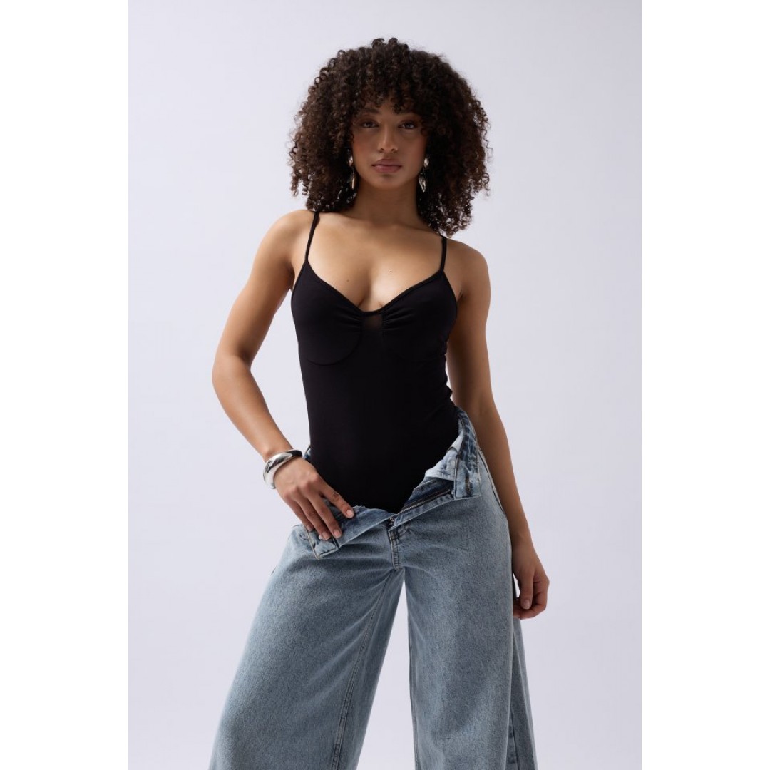 Önü Büzgülü Askılı Bodysuit 151161 Önü Büzgülü Askılı Bodysuit 151161