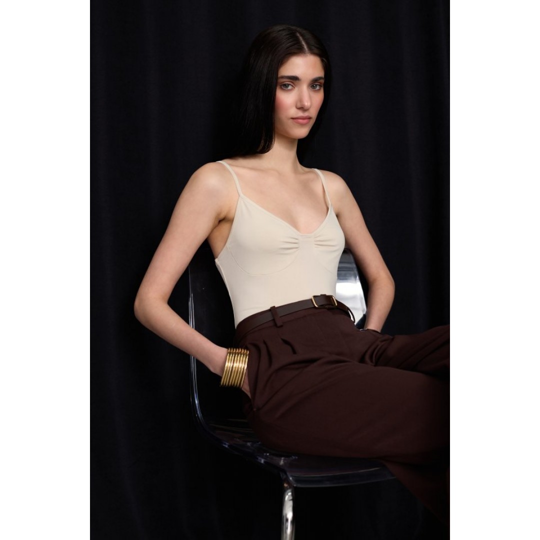 Önü Büzgülü Askılı Bodysuit 151162 Önü Büzgülü Askılı Bodysuit 151162