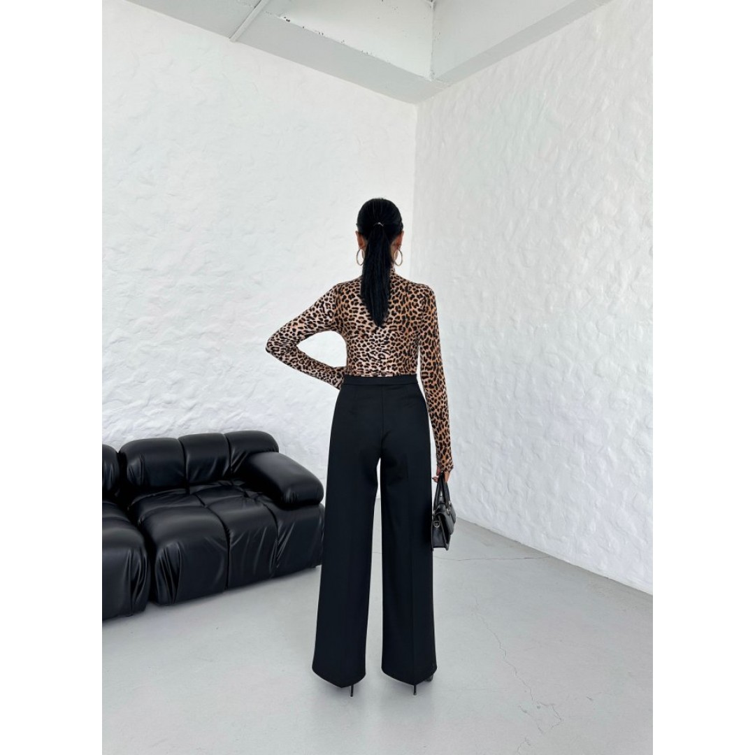 230 Gr Poly Viscose Lycra Metal Düğme Palazzo Pantolon 151268