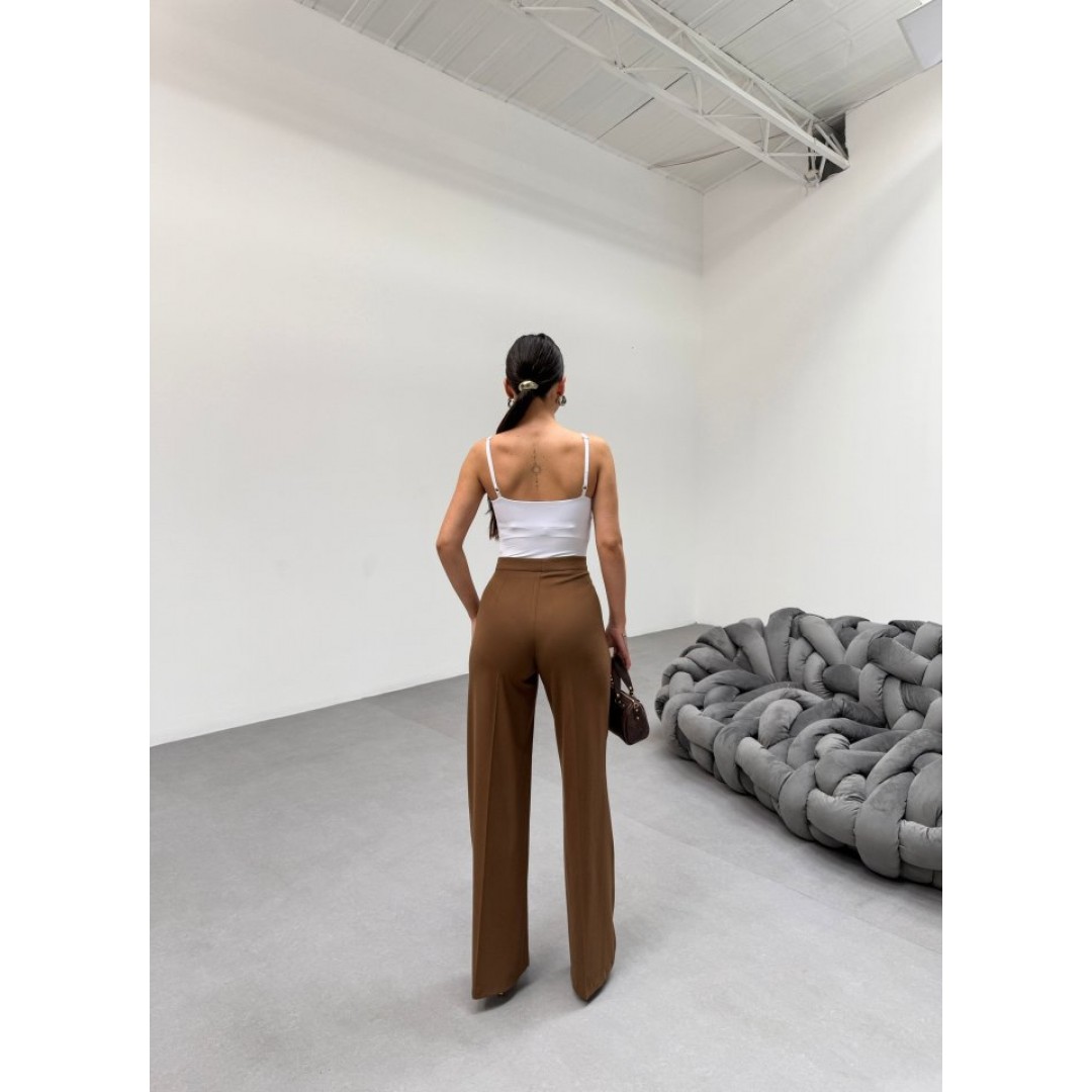 230 Gr Poly Viscose Lycra Metal Düğme Palazzo Pantolon 151269