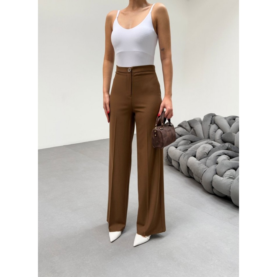 230 Gr Poly Viscose Lycra Metal Düğme Palazzo Pantolon 151269