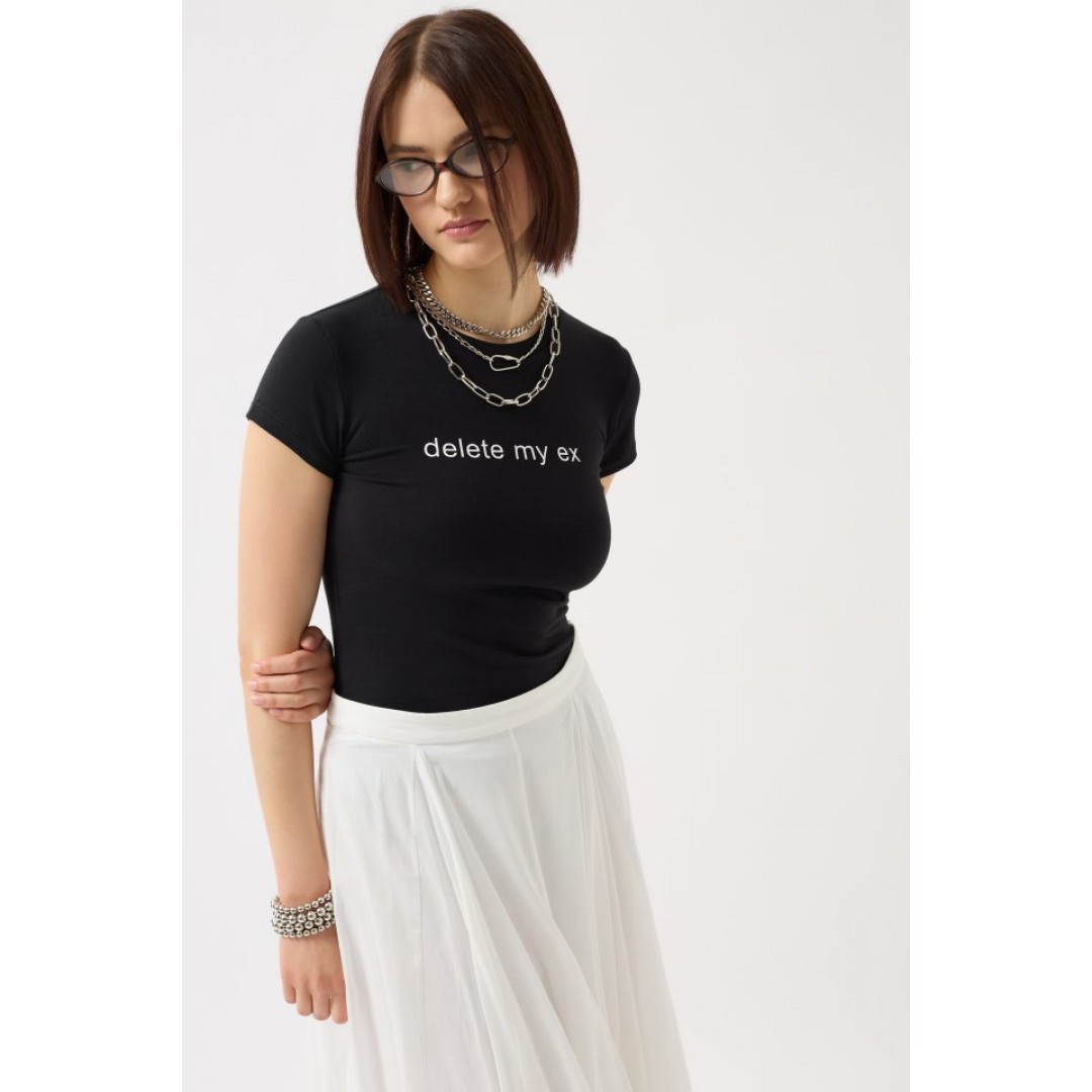 Baskılı Likralı Crop T-Shirt 151642 Baskılı Likralı Crop T-Shirt 151642
