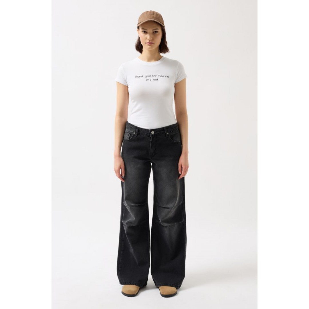 Baskılı Likralı Crop T-Shirt 151643 Baskılı Likralı Crop T-Shirt 151643