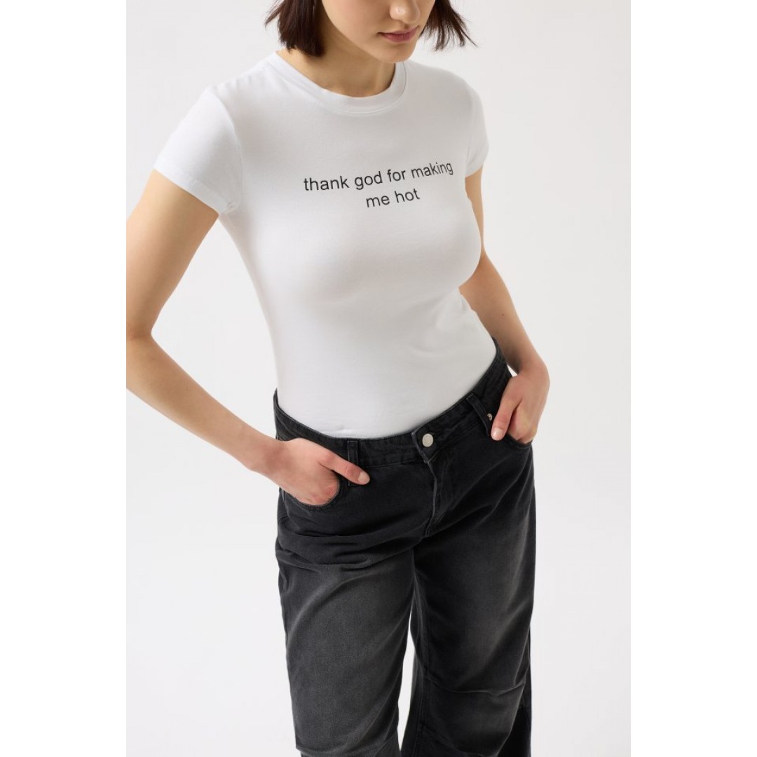Baskılı Likralı Crop T-Shirt 151643 Baskılı Likralı Crop T-Shirt 151643