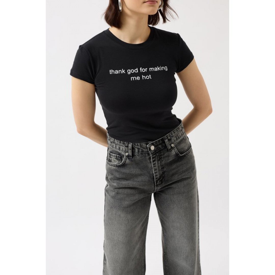 Baskılı Likralı Crop T-Shirt 151644 Baskılı Likralı Crop T-Shirt 151644