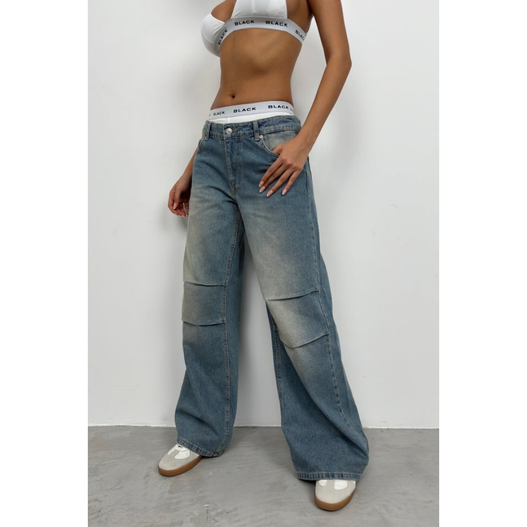 Düşük Bel Diz Katlı Jean - 152232 Düşük Bel Diz Katlı Jean - 152232