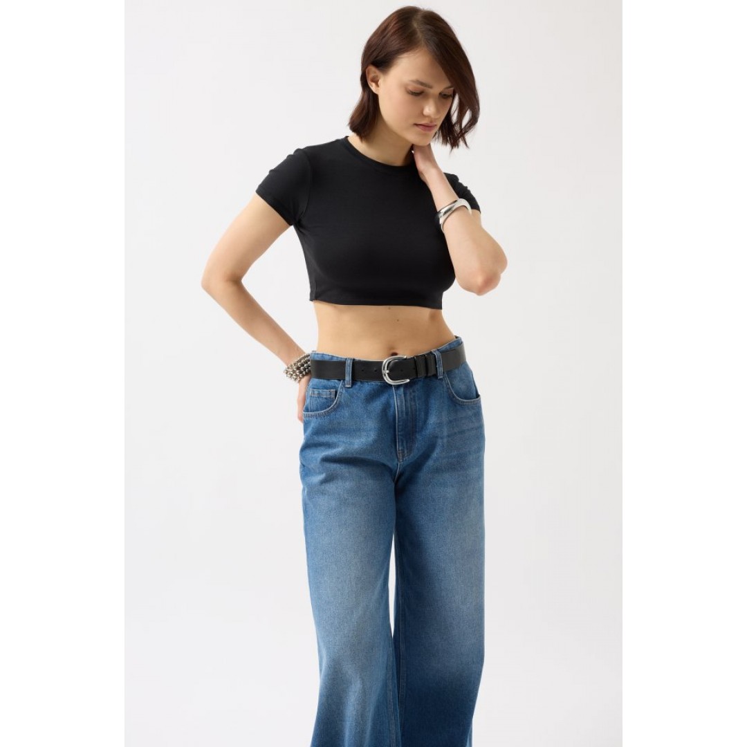 Likralı Basic Crop T-Shirt 152968