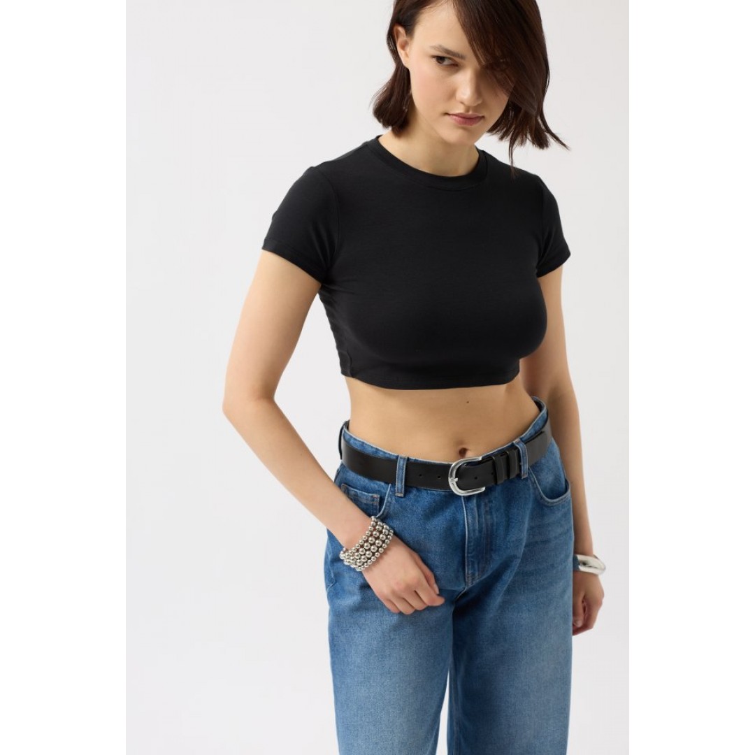 Likralı Basic Crop T-Shirt 152968