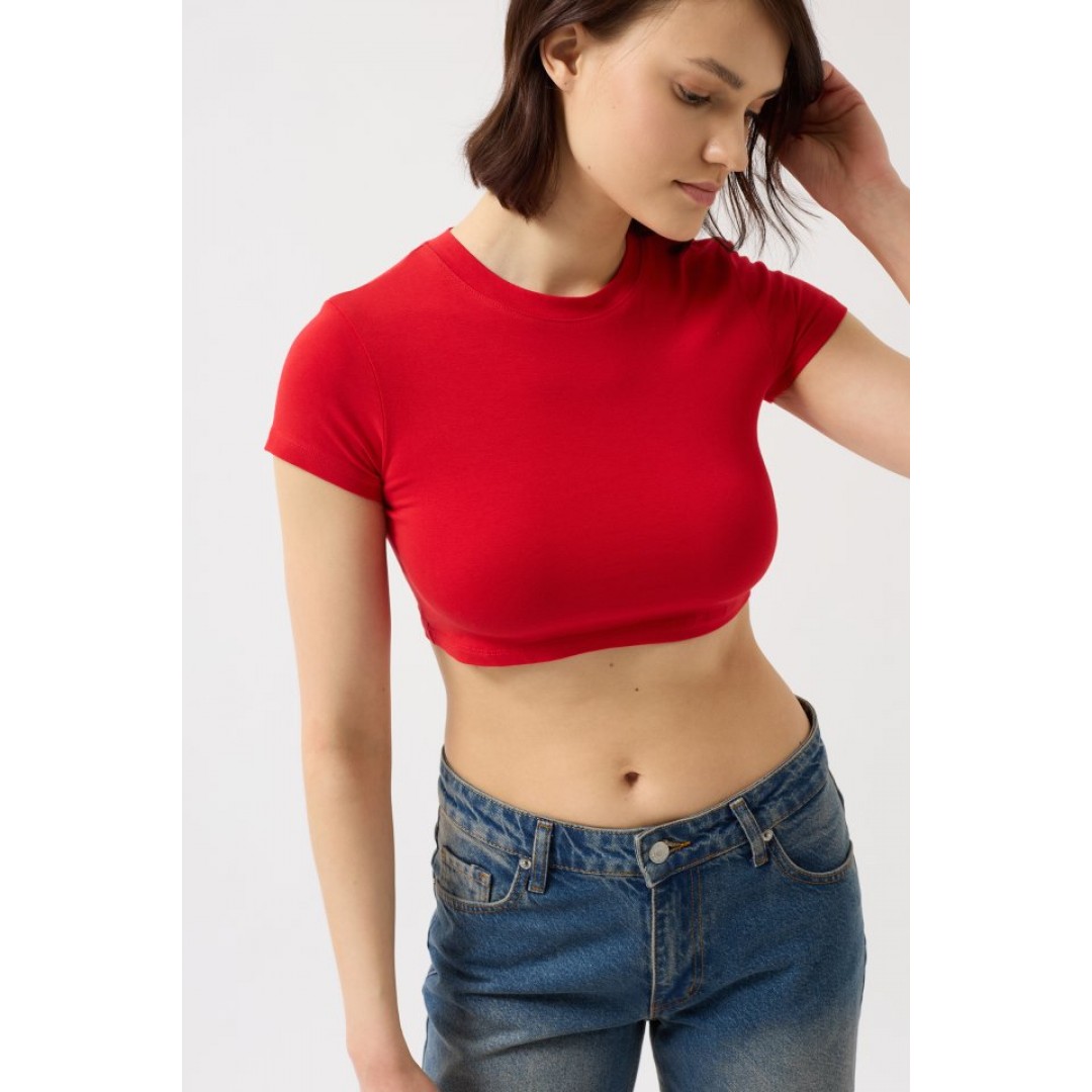 Likralı Basic Crop T-Shirt 152969