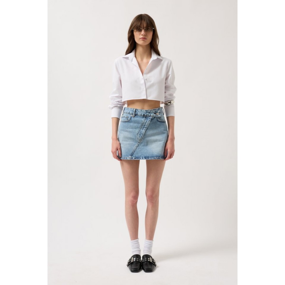 Asimetrik Kemer Denim Mini Etek - 153200 Asimetrik Kemer Denim Mini Etek - 153200