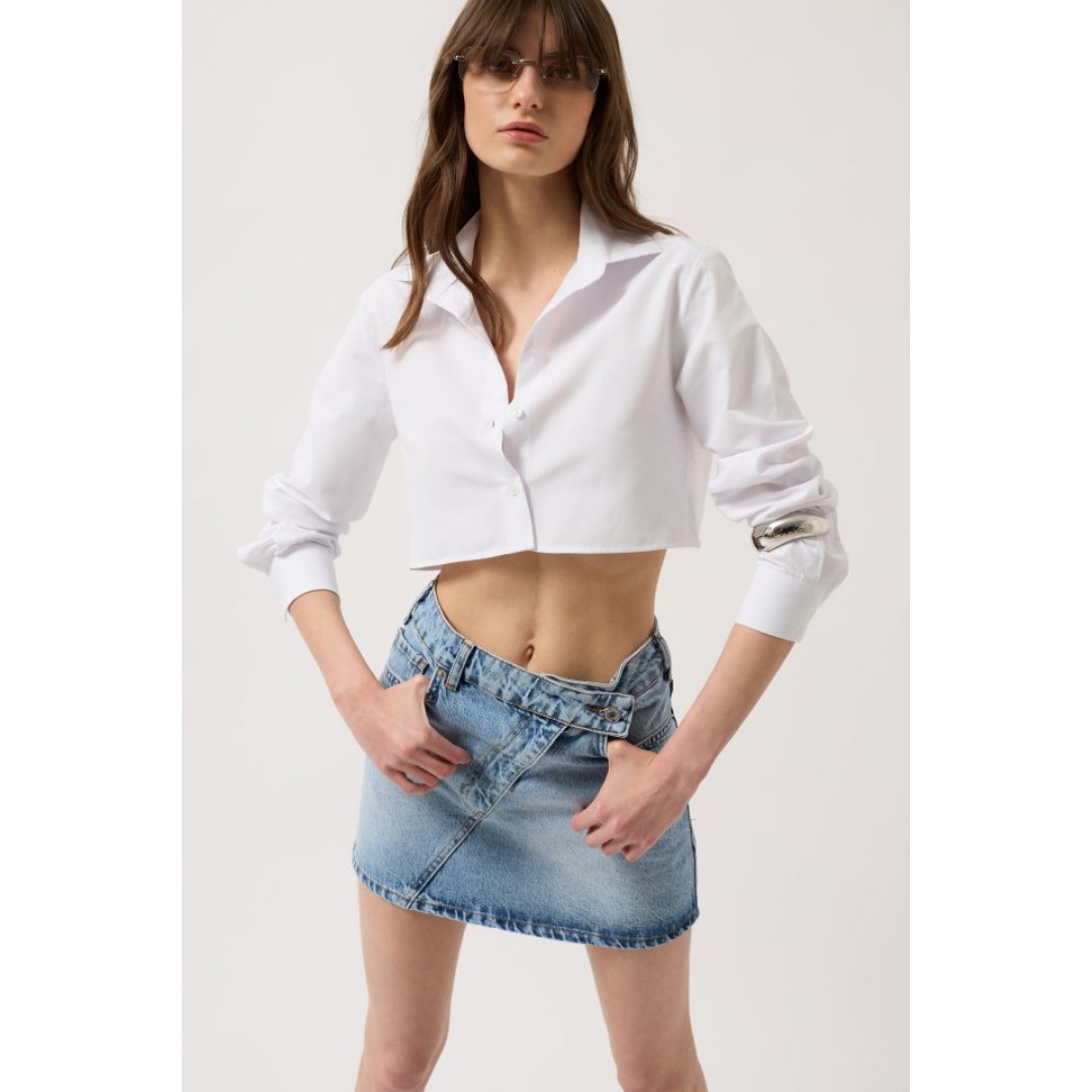 Asimetrik Kemer Denim Mini Etek - 153200 Asimetrik Kemer Denim Mini Etek - 153200