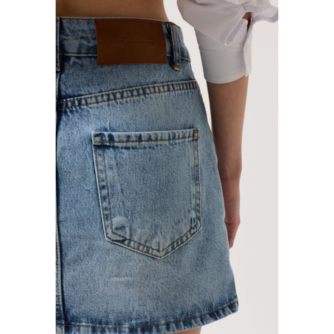 Asimetrik Kemer Denim Mini Etek - 153200 Asimetrik Kemer Denim Mini Etek - 153200