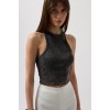 Yıkamalı Halter Yaka Crop Bluz 156013 Yıkamalı Halter Yaka Crop Bluz 156013