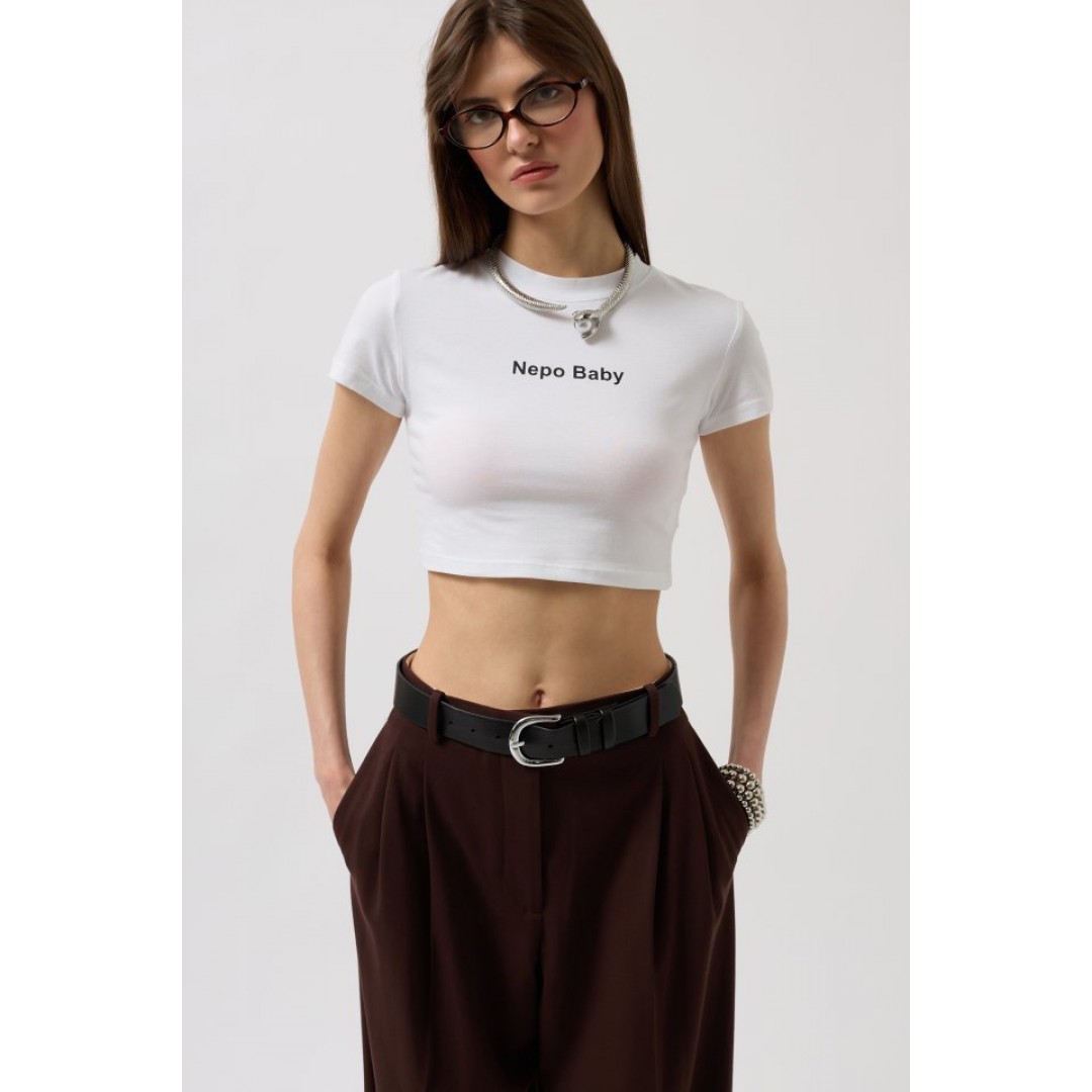 Nepo Baskılı Crop T-Shirt 156015 Nepo Baskılı Crop T-Shirt 156015