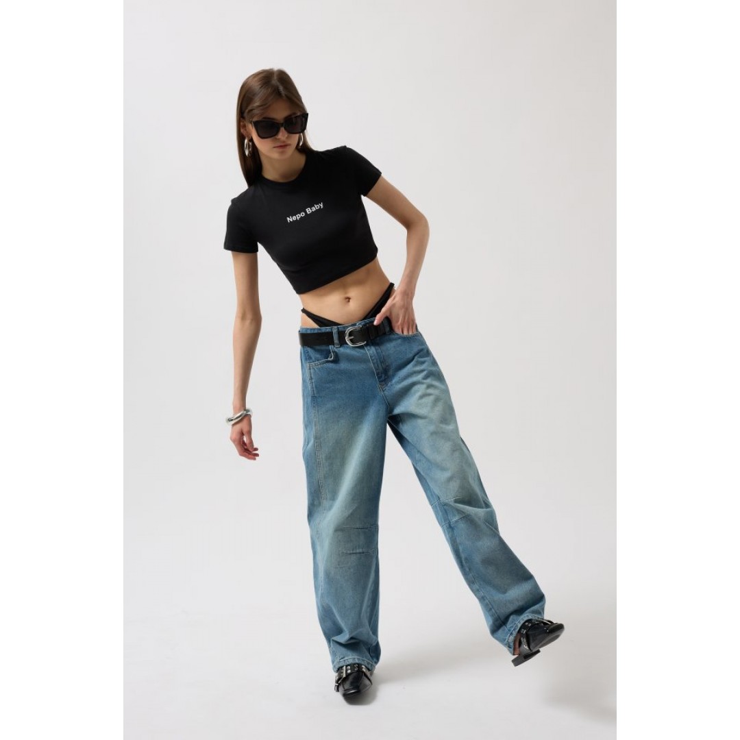 Nepo Baskılı Crop T-Shirt 156016