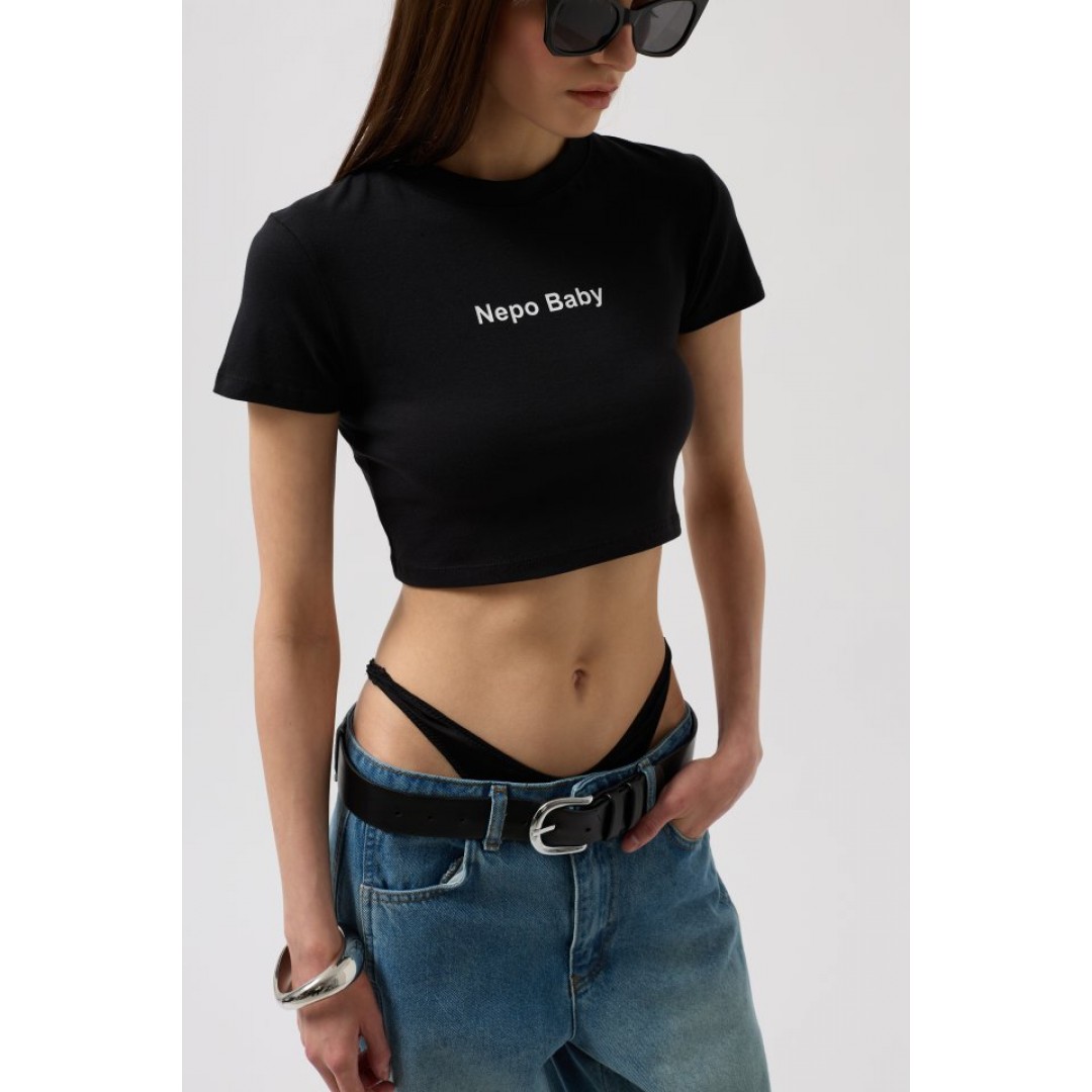 Nepo Baskılı Crop T-Shirt 156016