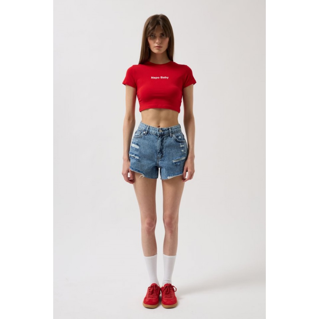 Nepo Baskılı Crop T-Shirt 156017 Nepo Baskılı Crop T-Shirt 156017