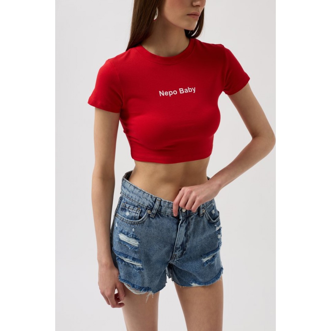 Nepo Baskılı Crop T-Shirt 156017 Nepo Baskılı Crop T-Shirt 156017