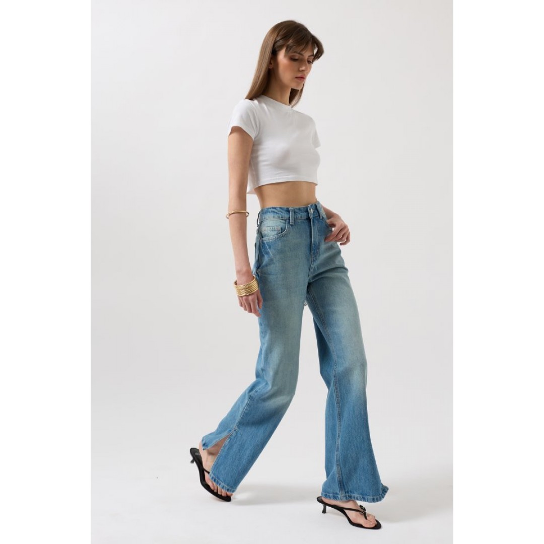 Paça Yırtmaçlı Yüksek Bel Jean - 156798 Paça Yırtmaçlı Yüksek Bel Jean - 156798