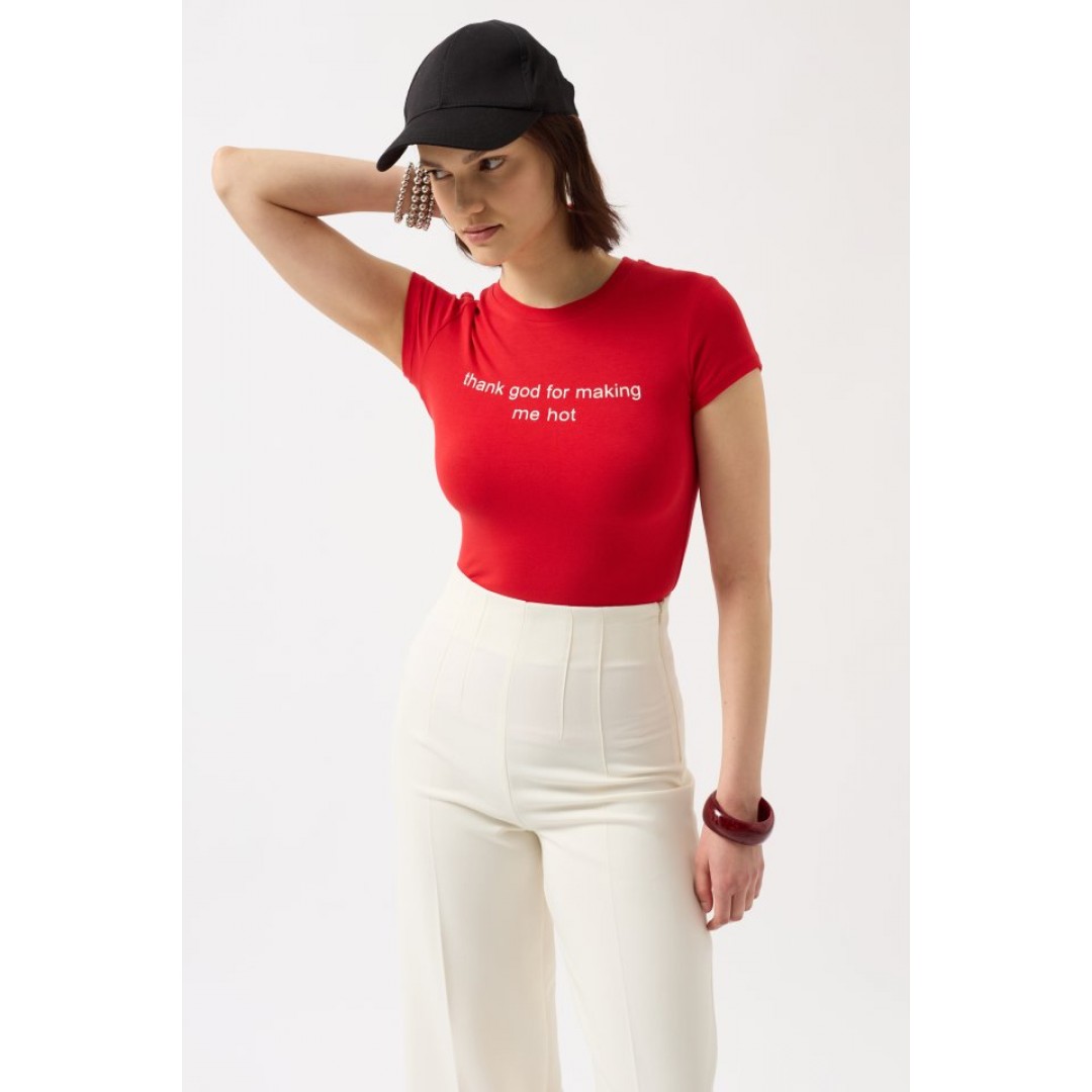 Thanks God Baskılı Likralı Crop T-Shirt 157272 Thanks God Baskılı Likralı Crop T-Shirt 157272