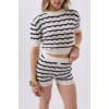 Örgü Detay Çizgili Crop Bluz 159299