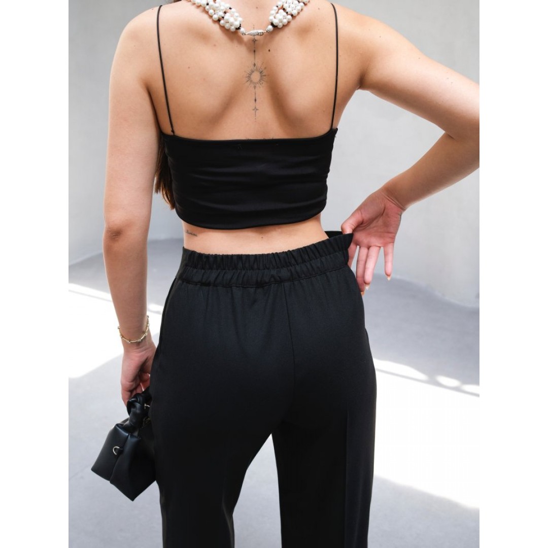 Arkasi Lasti̇kli̇ Pi̇leli̇ Dökümlü Wide Leg Pantolon - 159340