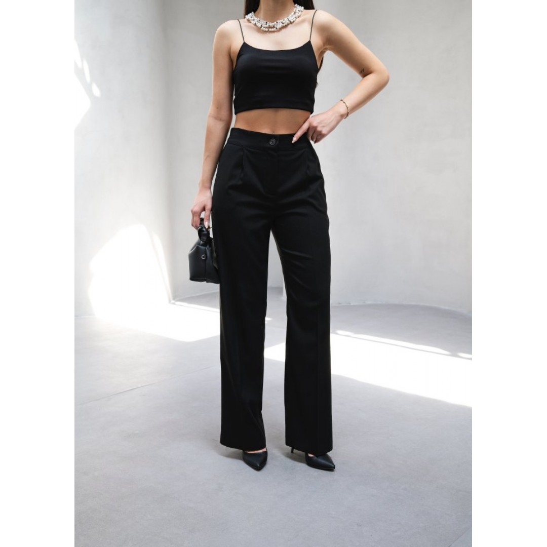 Arkasi Lasti̇kli̇ Pi̇leli̇ Dökümlü Wide Leg Pantolon - 159340