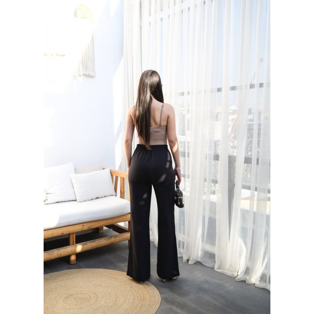 Beli̇ Lasti̇kli̇ Ve Bağcikli Keten Pantolon 159552